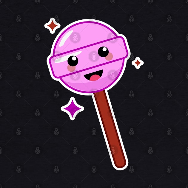 Cute Lollipop Cartoon Drawing by BrightLightArts